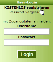 Registrieren von Userprofil und Zugangsdaten