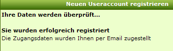 Registrieren von Userprofil und Zugangsdaten