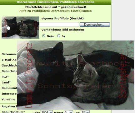 Profildaten &auml;ndern / Account l&ouml;schen
